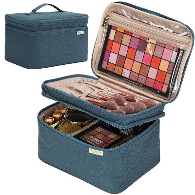 Paaaawaters Large Double Layer Travel Makeup Bag Women, Cosmetic Case, Organizer for Travel-Size Accessories Bottles