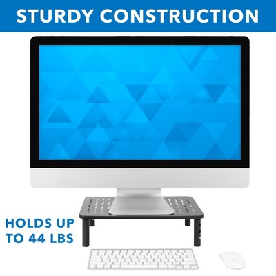 Black Adjustable Metal Mesh Monitor Riser with Silicone Pads