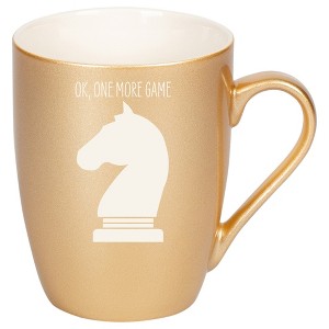 100 North Chess Knight 10 Ounce Vegas Gold Metallic Finish, Comfortably Fits Your Hands, New Bone China Coffee Tea Cup Mug, Ok, One More Game - 1 of 1