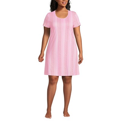 Lands' End Women's Cotton Short Sleeve Knee Length Nightgown