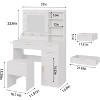Vanity Desk with Mirror and Lights, Makeup Vanity Set with Drawers & Cabinet & Chair, Dressing Table with Hairdryer Holder for Bedroom - 2 of 4