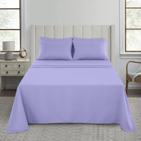 CGK Linens 6 Piece Microfiber Solid Sheet Set - Full - Purple