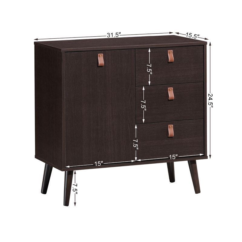 Tangkula 3-Drawer Storage Cabinet Entryway Console Table with Doors & Solid Wood Legs, 3 of 8