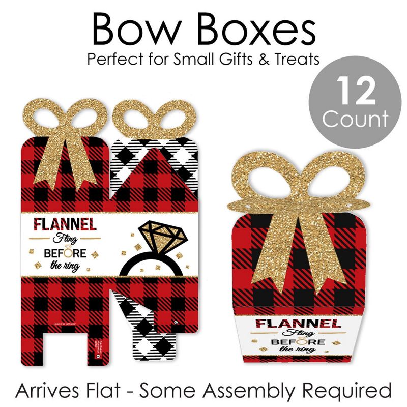 Big Dot of Happiness Flannel Fling Before The Ring - Square Favor Gift Boxes - Buffalo Plaid Bachelorette Party Bow Boxes - Set of 12, 5 of 8
