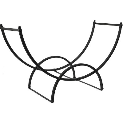 Juvale 3ft Curved Indoor Outdoor Log Firewood Storage Rack & Holder, Fireplace Accessories, Black