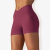 Anna-Kaci Active Women's Wide Band Stretchy Rib Knit Cross Front Gathered Biker Shorts - 3 of 4