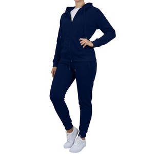 Galaxy By Harvic Women's Loose Fit Fleece-Lined Full Zip Up Hoodie & Jogger 2-Piece Set - 1 of 4