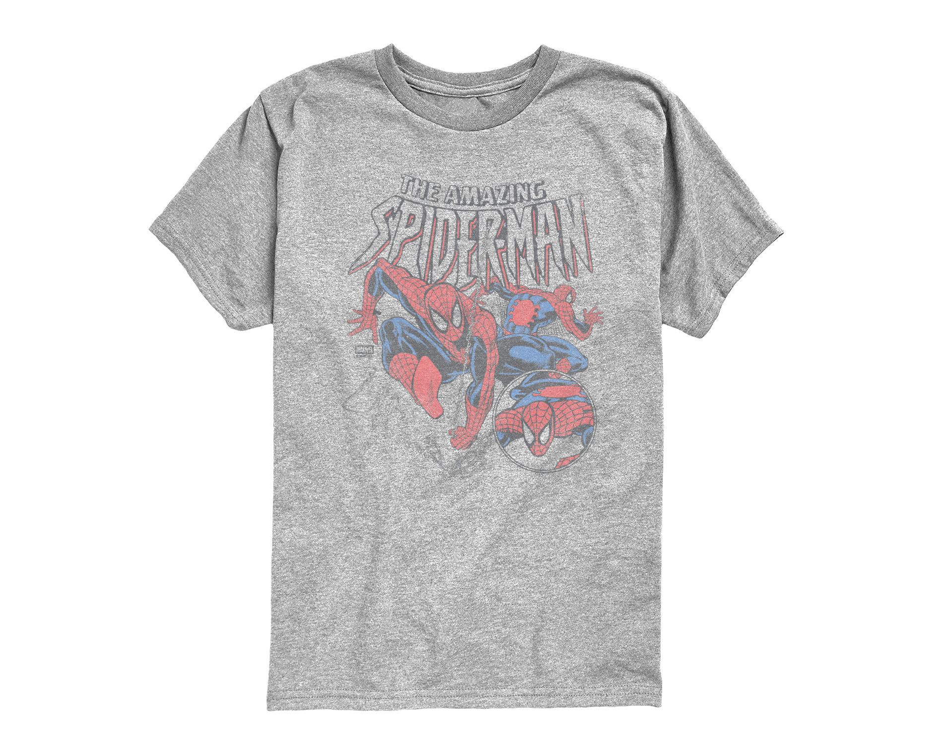 Boys' Marvel Spider-Man Web Circle Short Sleeve Graphic T-Shirt - Athletic Heather - Medium