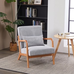 RISOKEYS Accent Chair with Pillow Upholstery - Mid-Century Stylish Solid Wood Frame Armchair for Living Room, Bedroom,Balcony - 1 of 4