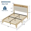 Coolmee Upholstered Boucle Bed Frame with RGB LED Light and Charging Station, 2-Tier Storage Headboard and Sturdy, Wooden Slats Support - 2 of 4