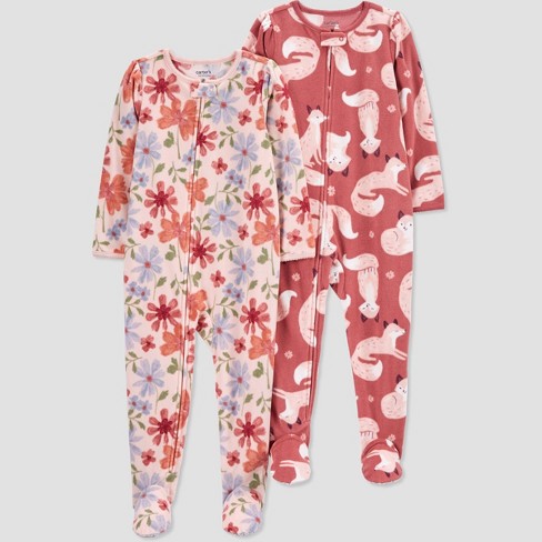 Pink Fleece Kids Footed Onesie Pajamas for Girls: Big Feet Onesies