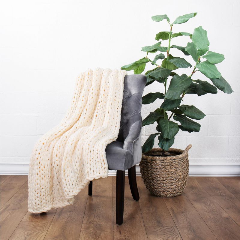 Chunky Knit Throw Blanket Braided, Soft & Cozy - Becky Cameron, 5 of 13