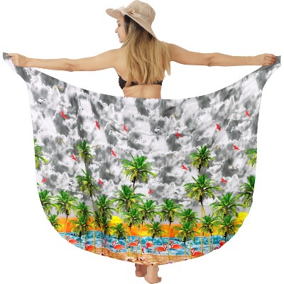 HAPPY BAY Women's Beachwear Summer Beach Wrap Bikini Wraps Sarong Coverups Skirt Cover Up Swimwear Coverups for Women One Size Gray,flamingo