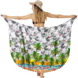 HAPPY BAY Women's Beachwear Summer Beach Wrap Bikini Wraps Sarong Coverups Skirt Cover Up Swimwear Coverups for Women One Size Gray,flamingo - 1 of 4
