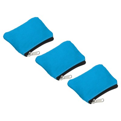 Unique Bargains Canvas Portable Change Coin Purse Pouch with Zipper 3 Pcs