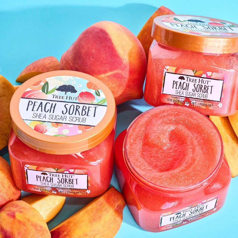 Tree Hut Peach Sorbet Shea Sugar Grapefruit, Strawberry, Melon, Banana &#38; Apricot Body Scrub - 18oz, 4 of 16