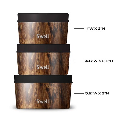 Teakwood and Stainless Steel 3-Piece Food Canister Set