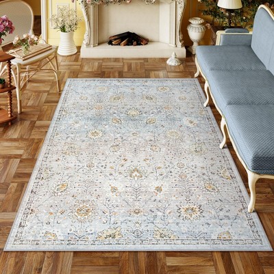 Lahome Vintage Full Coverage Classic Short Pile Velvet Rectangular Indoor Area Rug