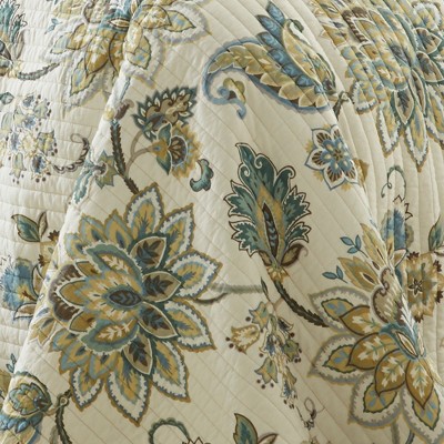 Gray and Teal Reversible Cotton King Quilt Set