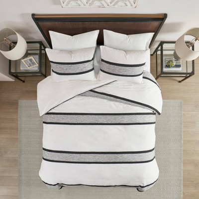 3pc Full/Queen Cole Cotton Jacquard Comforter Set Black/White