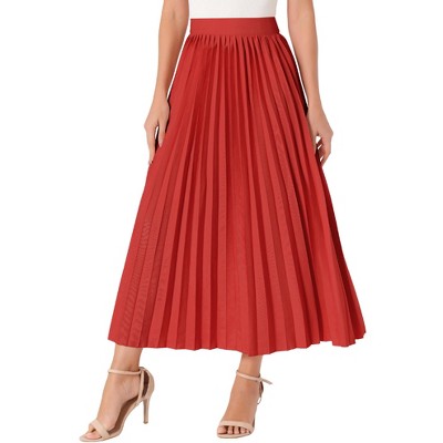 INSPIRE CHIC Women's High Waist Side Zipper Casual Party Flowy Pleated Maxi Skirt