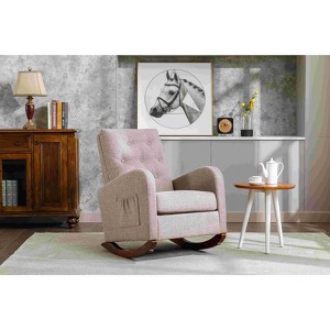 CAVINAS Polyester Glider Rocking Chair with High Backrest,Cozy Upholstered Rocking Chairs,Nursery Accent Chair for Bedroom - 1 of 4