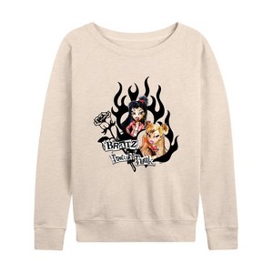 Women's - Bratz - Original Airbrushed Logo Lightweight French Terry Wide Neck Long Sleeve Shirt - 1 of 4