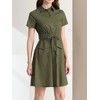 INSPIRE CHIC Women's Point Collar Front Elastic Waist Drawstring Mini Shirt Dress with Pocket - 2 of 4