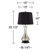 360 Lighting Simon Modern Table Lamps 25 1/2" High Set of 2 Brushed Nickel with USB Charging Port Black Faux Silk Drum Shade for Bedroom Office Desk - 4 of 4