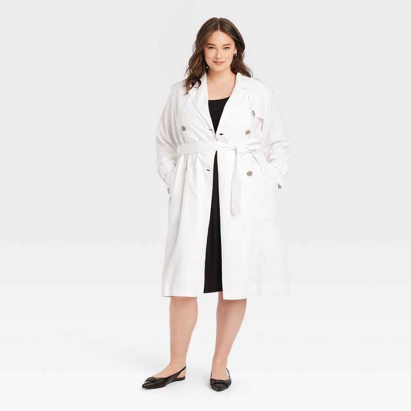Women's Linen Trench Coat - A New Day™, 4 of 8