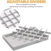 Set of 4 Stackable Velvet Jewelry Trays, Drawer Organizer & Display Case for Earrings, Necklaces, Bracelets and Rings, Grey - 4 of 4