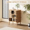 3 Drawer Dresser, Chest of Drawers for Bedroom, Spacious Storage Wicker Dresser with Matte Black Handles and Wood Legs for Closet, Hallway, Nature - 3 of 4