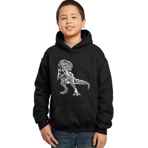 LA Pop Art Boy's Word Art Hooded Sweatshirt - Dino Pics - 1 of 4