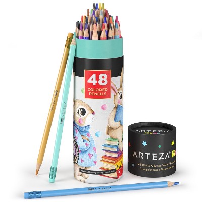 Arteza Kids Colored Triangular Pencils, Erasable - 48 Piece (ARTZ-4335)