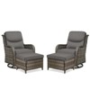 POCASSY 4 Piece Patio Furniture Set with Swivel Chairs and Ottomans, High Back Deep Seat Cushioned Wicker Swivel Patio Chairs Set of 2 with Ottoman - 3 of 4