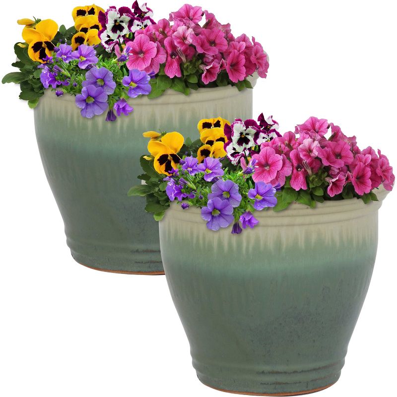 Sunnydaze Studio Outdoor/Indoor High-Fired Glazed UV- and Frost-Resistant Ceramic Planters with Drainage Holes, 5 of 9