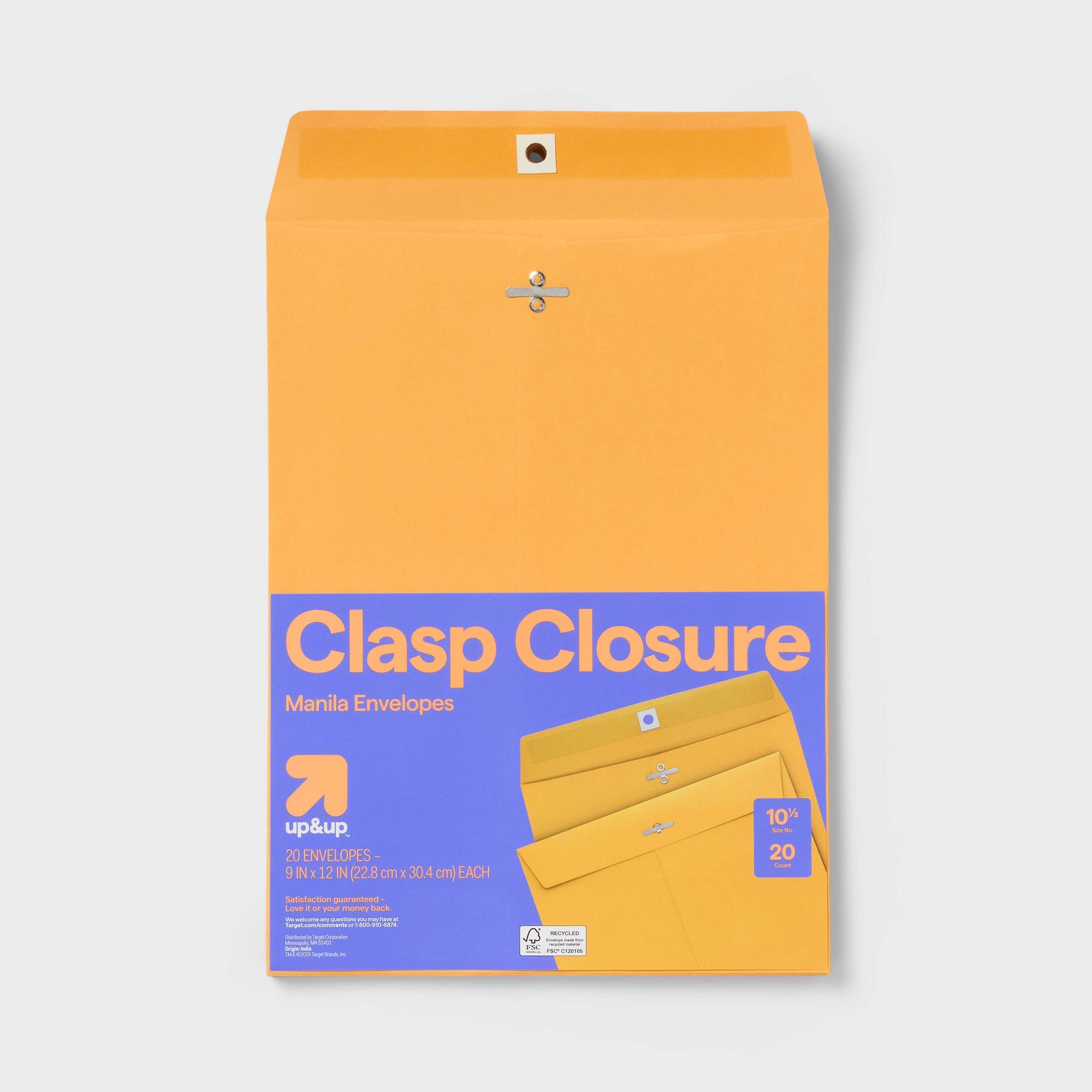 20ct 9" x 12" Clasp Closure Manila Envelopes - up&up™: Beige Paper, Mailing Packaging, Stationery, Office Supplies