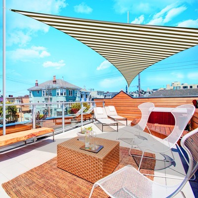 Coffee and White HDPE Triangle Sun Shade Sail for Patio