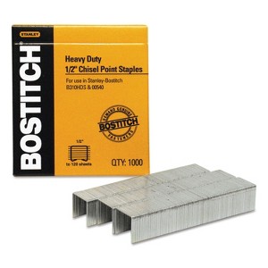 Bostitch Heavy-Duty Premium Staples 1/2" Leg Length 1000/Box SB35121M - 1 of 4
