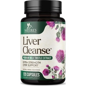 Liver Cleanse & Detox Support Supplement 1166mg with 22 herbs + Milk Thistle - 120 Capsules By Nature's Nutrition - 1 of 4