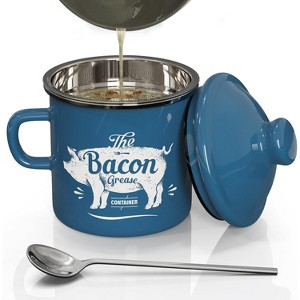 Mini Bacon Grease Container With Strainer, 15OZ Enamel Grease Saver for Kitchen Fat Storage - 1 of 4