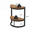 Syemin End Tables Slim Half Moon 2-Tier Semi-Circle End Table, Rustic Side Table with Storage Shelf for Small Spaces, Brown, 19.69"*9.84"*23.62" - 3 of 4