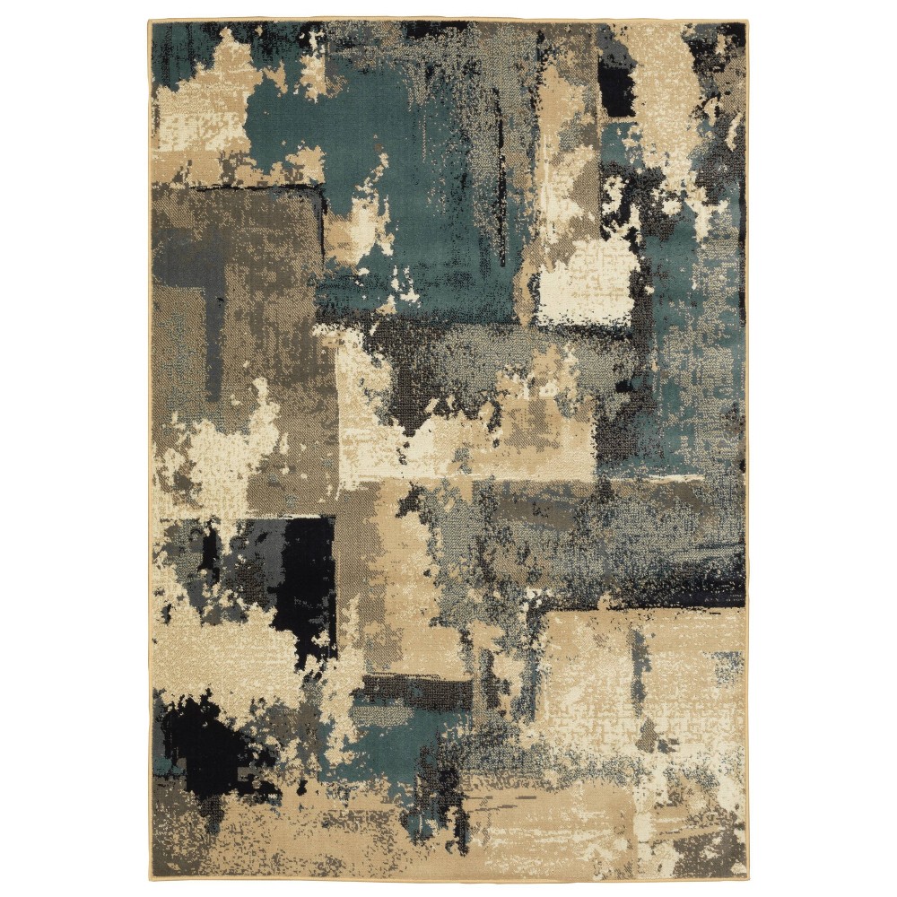 9'10inx12'10in Estrella Abstract Shadows Rug Beige/Blue - Captiv8e Designs