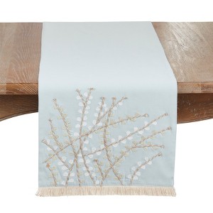 Saro Lifestyle 72 x 16 in. Scalloped Rectangle Table Runner Natural