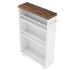 Resenkos Kitchen Island Cart, Serving Utility Carts,4-Tier Storage Cart, Slim Rolling Narrow Kitchen Cart for Small Place,White - 2 of 4
