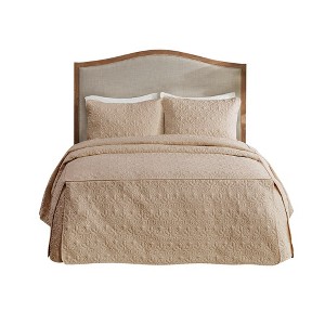 Gracie Mills Sandy 3 Piece Split Corner Classic Pleated Quilted Bedspread Set - 1 of 4