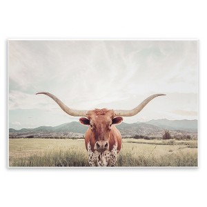 Stupell Industries Longhorn Portrait Open Meadow Wall Plaque Art, 15" x 10" - 1 of 4