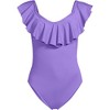 Lands' End Women's Chlorine Resistant Ruffle V-neck High Leg One Piece Swimsuit - 3 of 3