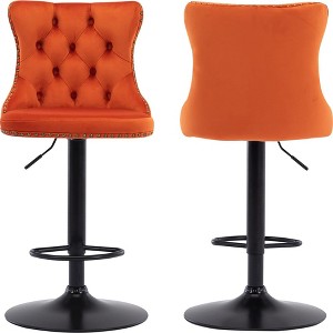 QingMoon Swivel Bar Stools Set of 2, Adjustable Barstools, Velvet Tufted Counter Height Chairs with Nailhead Trim for Kitchen Island, Home Pub - 1 of 4