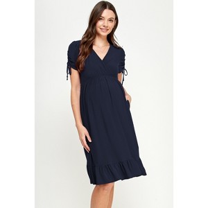 blue wrap maternity dress Angel Maternity Isabella Blue Flora Maternity & Nursing Wrap Dress main image 1